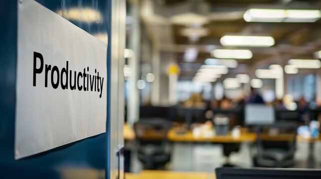 A sleek office wall adorned with a motivational poster emphasizing the word Efficiency in bold, inspiring productivity and streamlined workflow.