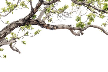 Tree Branch. Green Wood Frame Isolated on White Background