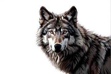 Gray wolf isolated on white background
