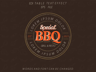 Wall Mural - special bbq text effect, font editable, typography, 3d text. vector template