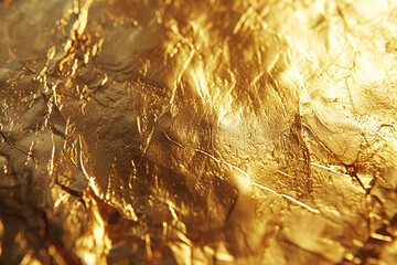 Wall Mural - Golden crumpled gold texture, shiny gold foil texture golden background