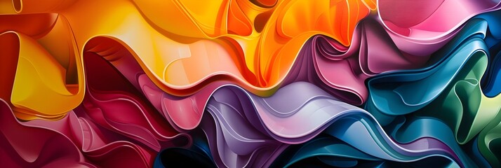 Poster - Captivating Chromatic Curves An Alluring Abstract Artwork Evoking Visually Striking Emotions and Creative
