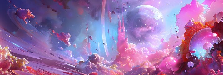 Wall Mural - Captivating Cosmic Dreamscape A Surreal and Enchanting Journey Through the Celestial Realms