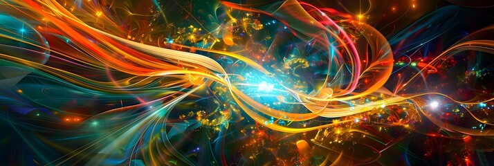 Fototapete - Captivating Cosmic Explosion of Vibrant Hues and Dynamic Energy
