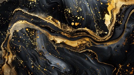 Wall Mural - abstract black and gold marble pattern background art
