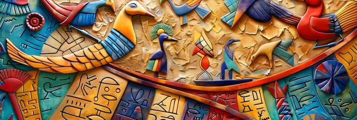 Aufkleber - Captivating Mosaic of Vibrant Colors and Intricate Patterns Showcasing Ancient Traditions