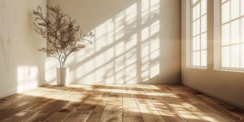 Wall Mural - Minimalist Room with Sunlight and Plant