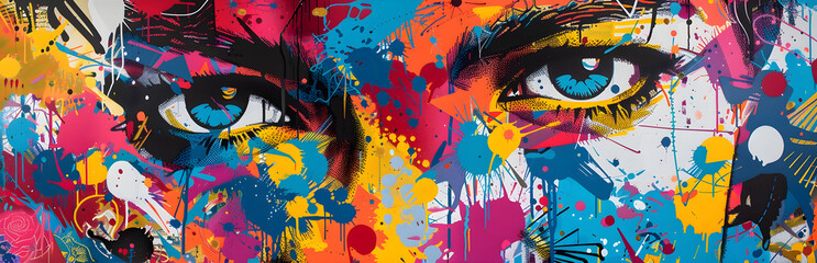 Aufkleber - Colorful Expressive Surreal Digital Painting of Striking Vibrant Eyes