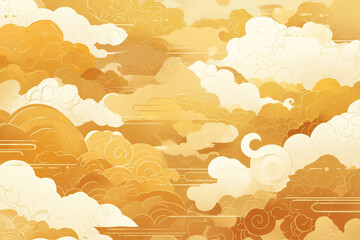 Wall Mural - Classical Chinese style auspicious cloud texture background, golden auspicious cloud pattern festival celebration decoration