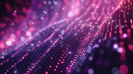 Wall Mural - Abstract pixel grid surface with pink and purple lights