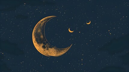 Wall Mural - Enchanting Crescent Moon Illuminating the Starry Nightscape