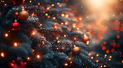 Poster - Enchanting Winter Wonderland with Twinkling Christmas Tree and Festive Decor