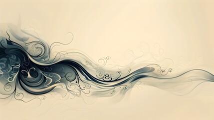 Leinwandbilder - Ethereal Smoke Like Wave of Elegant Monochrome Calligraphic Flourishes and Ornate Swirls