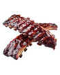 © tohceenilas - Delicious BBQ pork ribs glazed with a rich barbecue sauce, isolated on a white background, perfect for food, grilling, and culinary projects.
