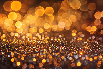 Wall Mural - Abstract background of out-of-focus golden lights with a shimmering, glittering texture