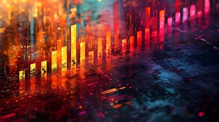 Leinwandbilder - Futuristic Cityscape of Vibrant Neon Lights and Soaring Skyscrapers Symbolizing Urban Growth and Technological Progress