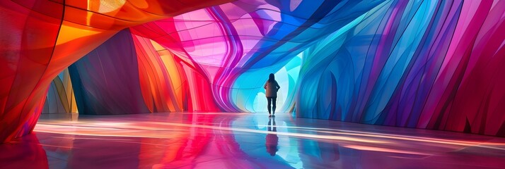 Poster - Immersive Neon Passage Through the Digital Dreamscape Captivating Futuristic Architectural Visualization