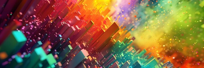 Fototapete - Mesmerizing Chromatic Kaleidoscope of Vibrant Geometric Patterns and Shapes in a Digital Abstract Artwork