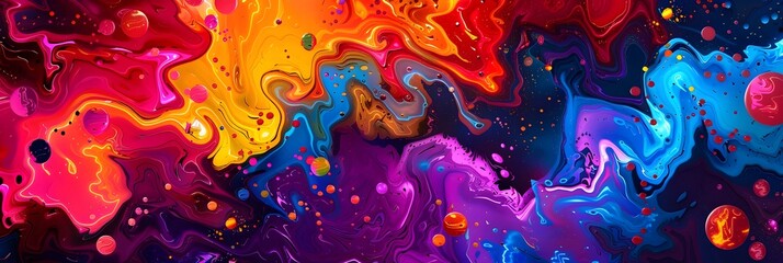 Leinwandbilder - Mesmerizing Cosmic Odyssey of Swirling Colors and Fluid Textures a Visually Captivating Digital Art Masterpiece Evoking Ethereal Emotions and