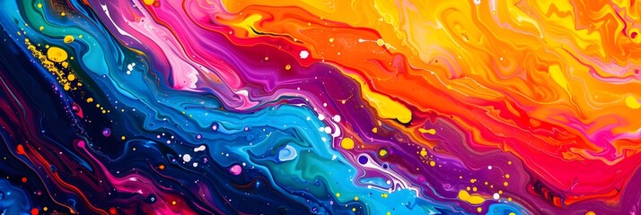 Leinwandbilder - Mesmerizing Fluid Abstraction of Vibrant Swirling Colors and Energetic Motion