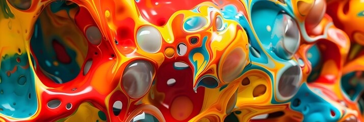 Poster - Mesmerizing Fluid Swirls of Vibrant Captivating Colors in a Digital Abstract Art Composition