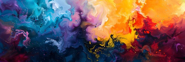 Aufkleber - Otherworldly Cosmic Eruption Vibrant Abstract Artwork Capturing the Dynamic Energy and Ethereal Beauty of the Universe in Vivid Color