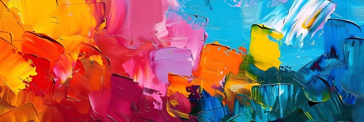 Poster - Vibrant Abstract Acrylic Painting with Energetic Brushstrokes and Splashes of Vivid Colors