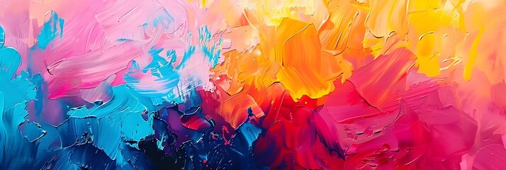Aufkleber - Vibrant Abstract Composition with Expressive Fluid Brush Strokes and Vivid Color Palette