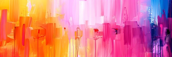Aufkleber - Vibrant Abstract Expressionist Painting with Captivating Color Blocks and Fluid Brush Strokes