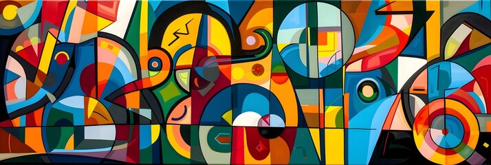 Poster - Vibrant Abstract Geometric Artwork with Lively Shapes and Colors