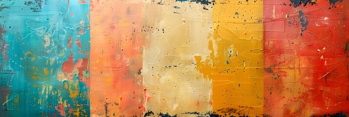 Aufkleber - Vibrant Abstract Painting with Expressive Brushstrokes and Textured Layers