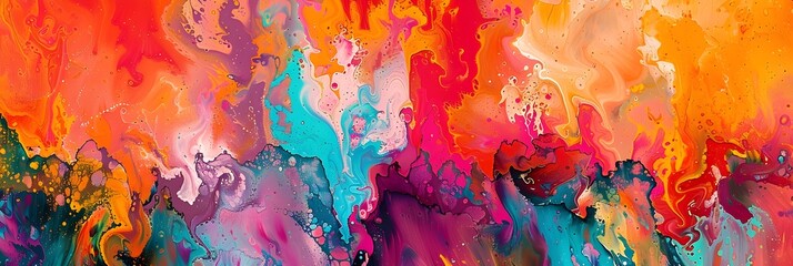 Leinwandbilder - Vibrant Acrylic Explosion of Color and Emotion Abstract Expression
