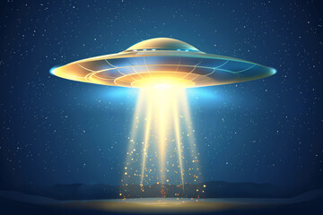 Wall Mural - UFO spaceship alien craft illustration, space alien flying saucer concept illustration