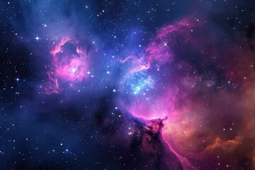 Poster - a purple and blue nebula with stars in the background, cosmic galaxy with vibrant nebulas