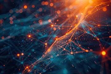 Leinwandbilder - a blue background with a network of dots, abstract representation of technology and connectivity