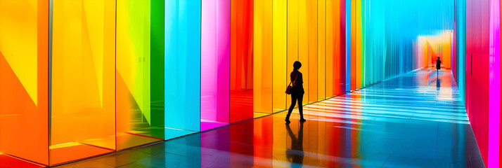 Poster - Vibrant Chromatic Passage A Captivating Journey Through a Spectrum of Light and Geometry
