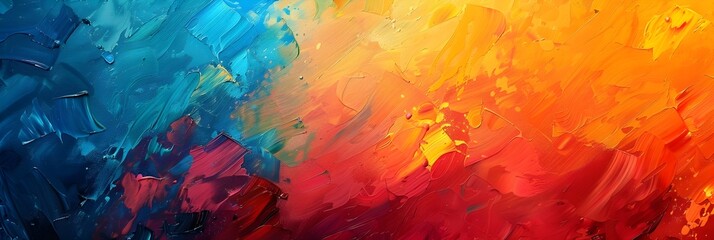 Poster - Vibrant Colorful Abstract Art Painting with Fluid Brush Strokes and Expressive Emotion