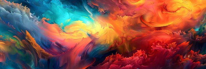 Fototapete - Vibrant Cosmic Explosion of Colorful Ethereal Energies in a Transcendent Digital Artwork