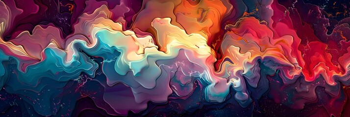Aufkleber - Vibrant Cosmic Explosion of Colors and Lights in a Surreal Dreamlike Digital Masterpiece