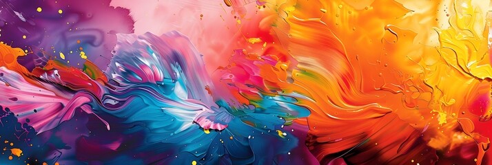 Fototapete - Vibrant Cosmic Explosion of Fluid Colors and Ethereal Energy