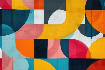 Leinwandbilder - a close up of a painting with a circle, an abstract geometric pattern with bold colors