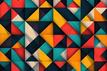 Poster - a close up of a painting with a circle, an abstract geometric pattern with bold colors