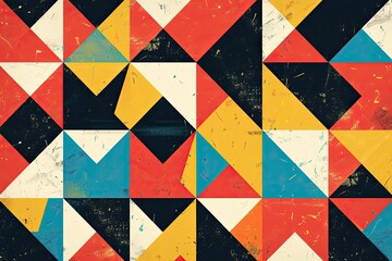Poster - a close up of a painting with a circle, an abstract geometric pattern with bold colors