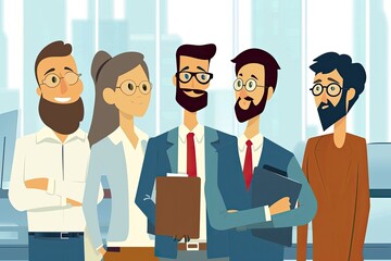 Leinwandbilder - a man is standing in front of a desk with a laptop, an animated explainer video for a business service