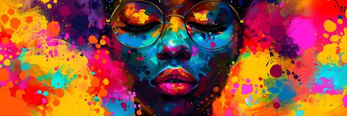 Aufkleber - Vibrant Digital Portrait with Surreal Psychedelic Aesthetic