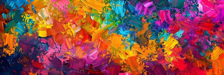Aufkleber - Vibrant Explosion of Color and Texture in Captivating Abstract Painting