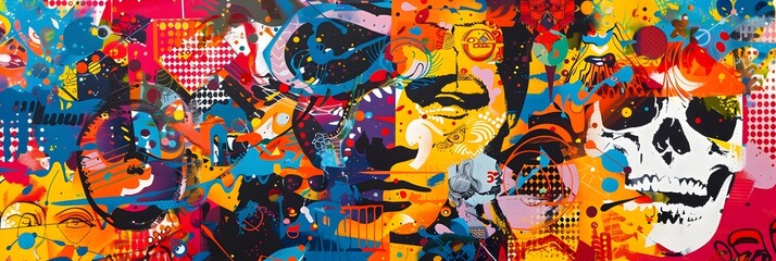 Fototapete - Vibrant Explosion of Colorful Abstract Patterns and Shapes Forming a Captivating and Enigmatic Digital Artwork