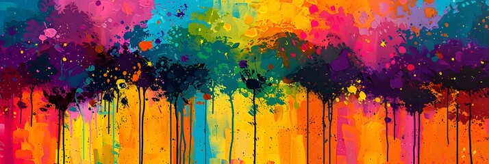 Aufkleber - Vibrant Explosion of Colors and Textures A Captivating Abstract Landscape