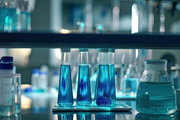 Aufkleber - a woman in a lab coat and goggles is doing something, a visual story of a laboratory experiment