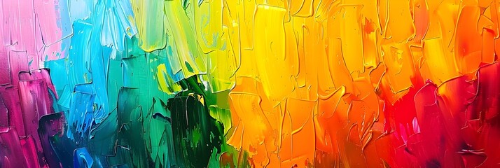 Aufkleber - Vibrant Expression of Colorful Abstract Painting with Fluid Brush Strokes and Striking Gradient Tones